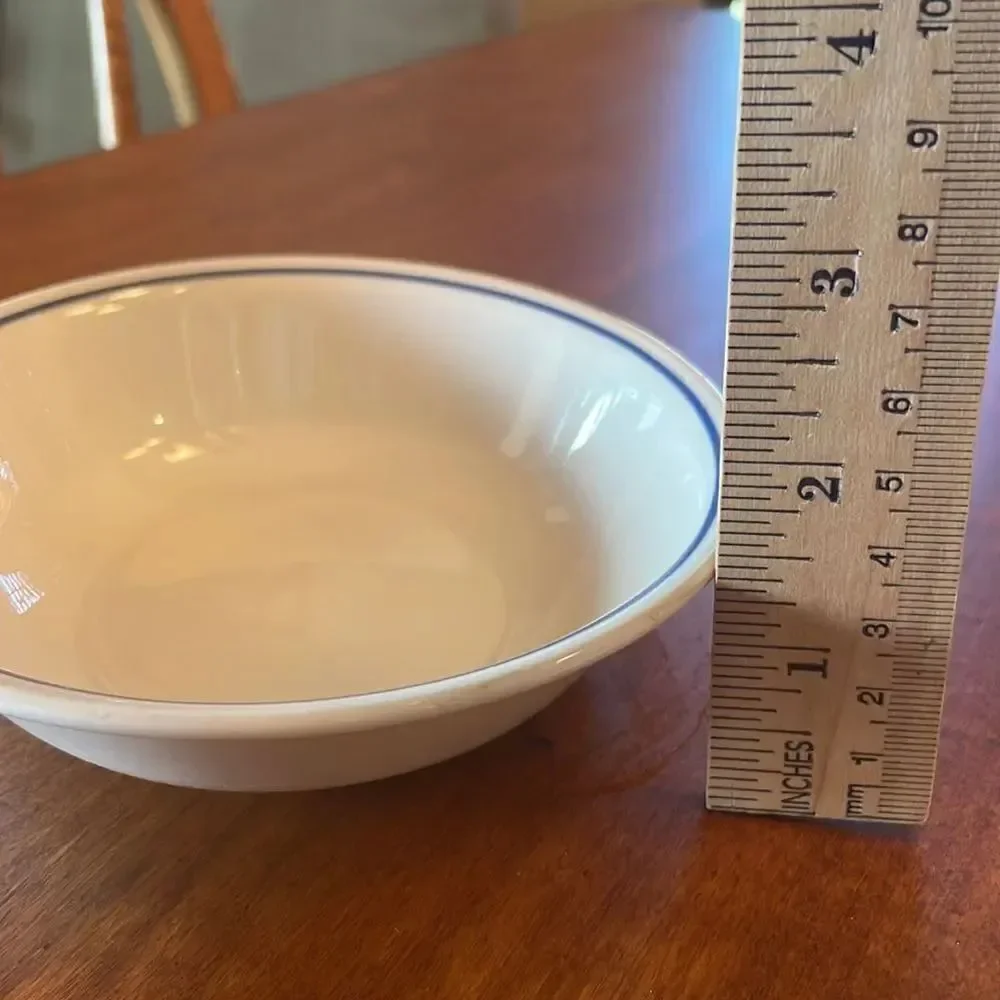Set of 2 Corelle Sandstone Navy Band Berry Dishes
